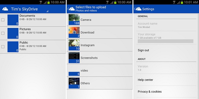 SkyDrive pentru Android